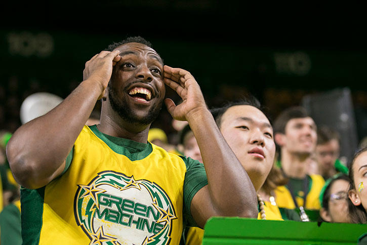 Students celebrate the start of basketball season by attending Gold Rush at EagleBank Arena