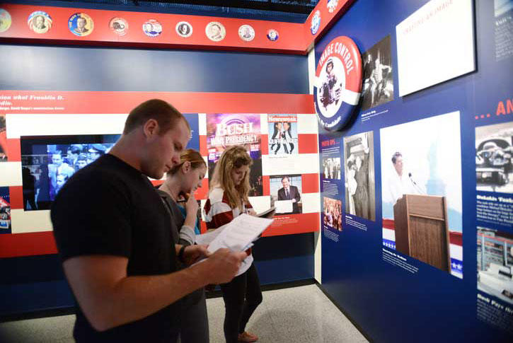 Students exploring the Newseum.